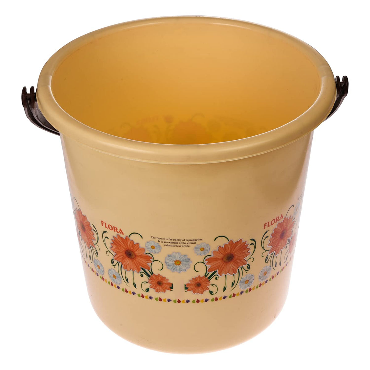 Kuber Industries Bucket|Plastic Bucket for Bathroom|Bucket for Bathing|Unbreakable Printed Bucket with Handle|18 Liter (Cream)