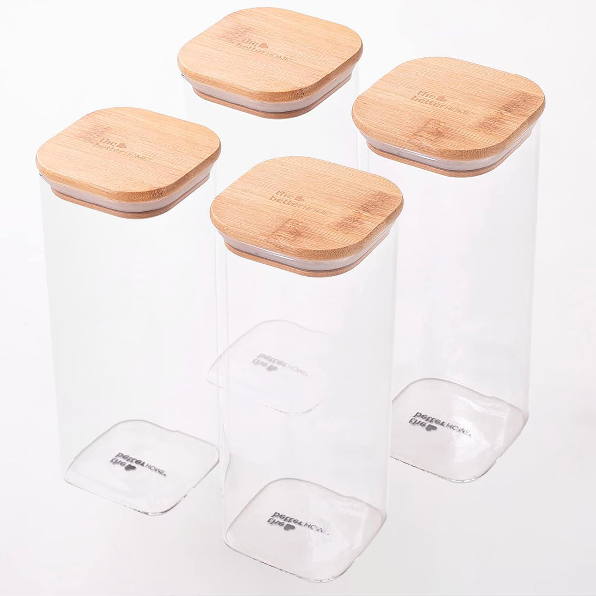 The Better Home Borosilicate Rectangular Glass Jar For Kitchen Storage|Kitchen Container Set & Storage Box,Glass Container With Lid|Air Tight Containers For Storage (Pack Of 4 (1000Ml)) - Multicolor