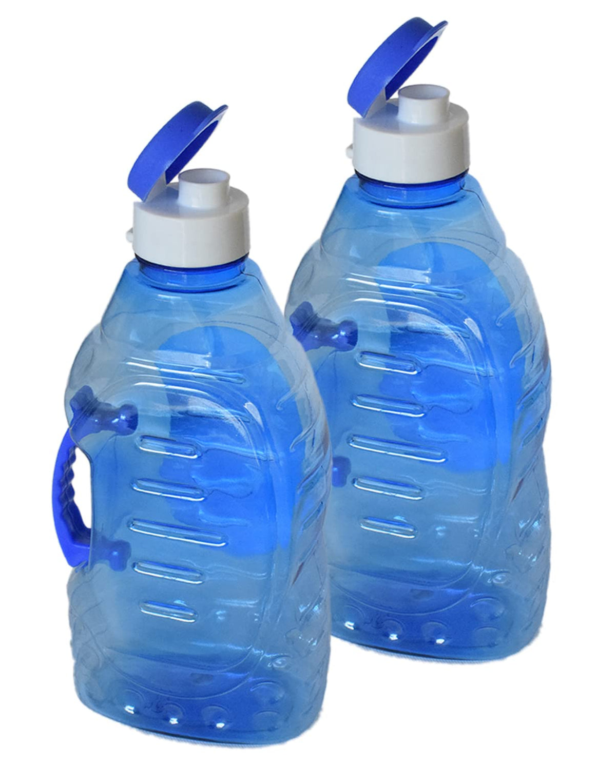 Heart Home Tranasparent Platic Water Bottle with Handle, 1500ml- Pack of 2 (Blue)-50HH01879