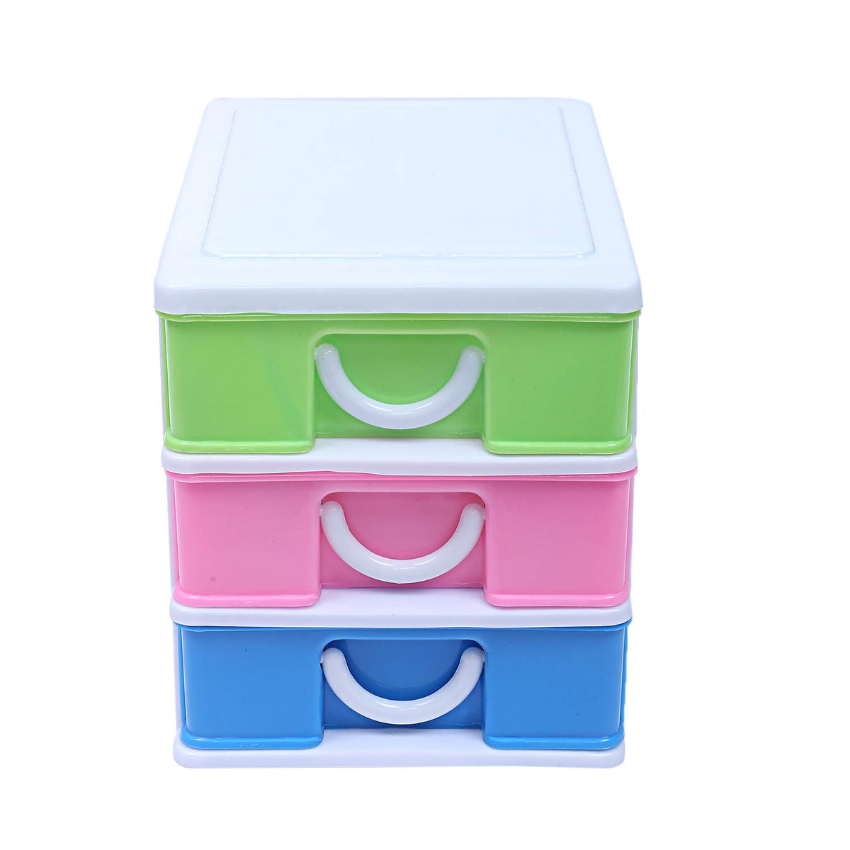 Heart Home Plastic Three Layer Drawer Storage Cabinet Box (Multi)- CTHH21752