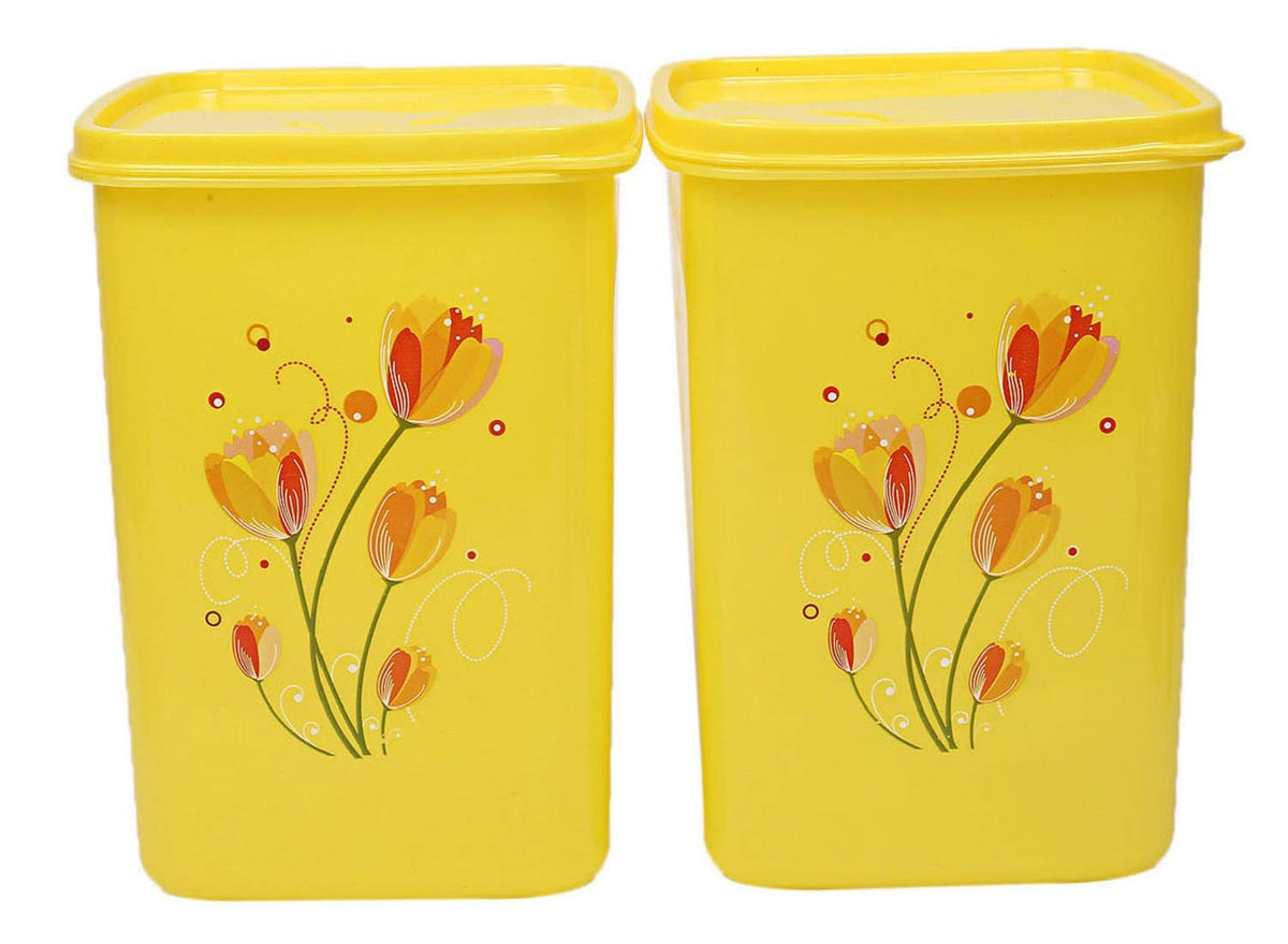 Kuber Industries Plastic 2 Pieces Multipurpose Storage Container Set 2000ml (Yellow) - CTKTC23343