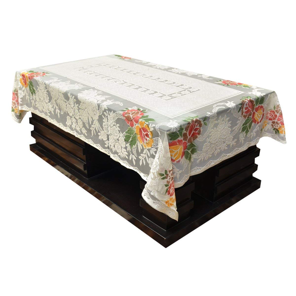 Kuber Industries Center Table Cover|Cotton Center Table Cover for Living Room|Table Cloth for 4 Seater|Cream