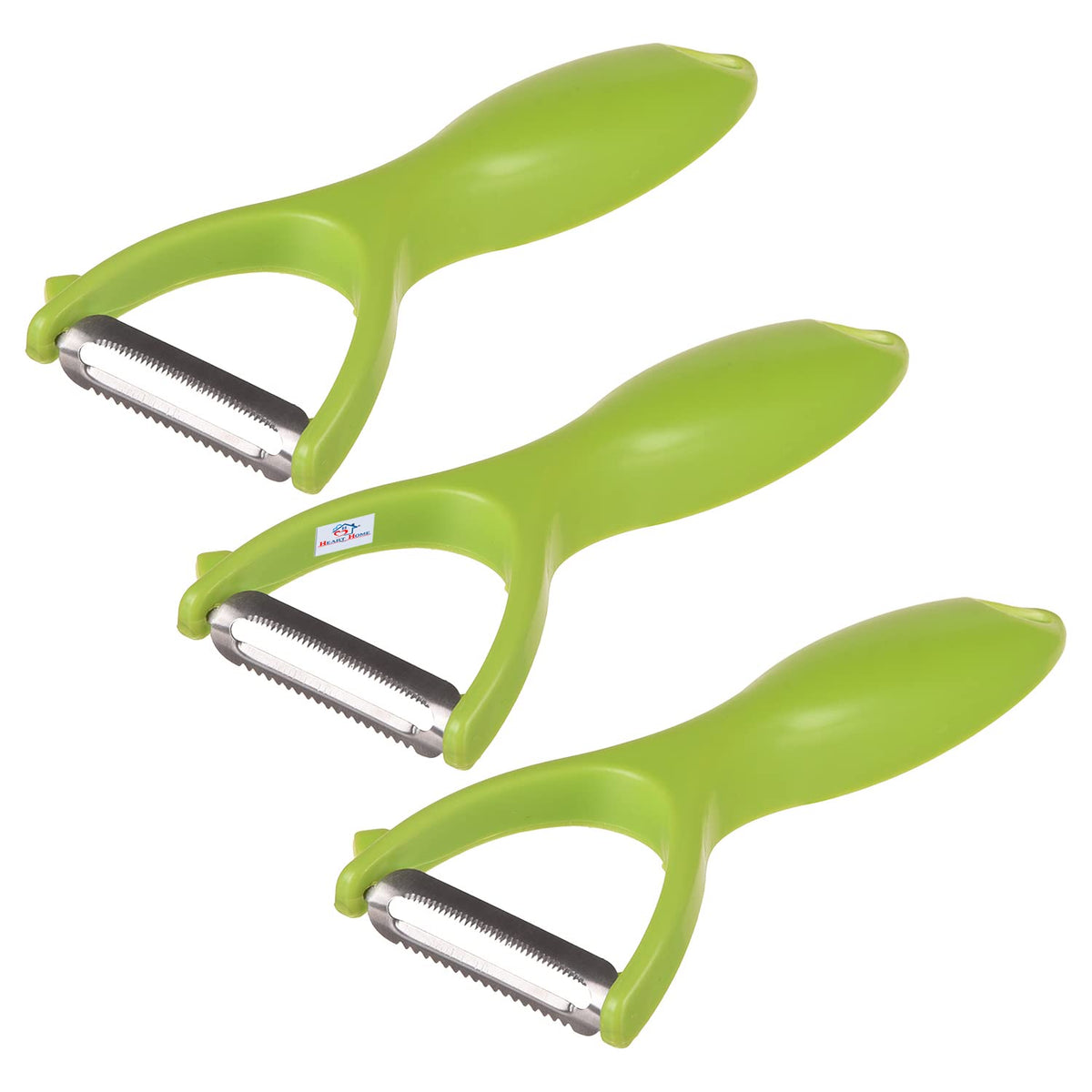 Heart Home Peeler|Plastic Vegetable Peeler|Fruit Peeler|Non-Slip Handle|Steel Sharp Straight Blade|Y Shaped Peeler|Kitchen Peeler|Pack of 3 (Green)