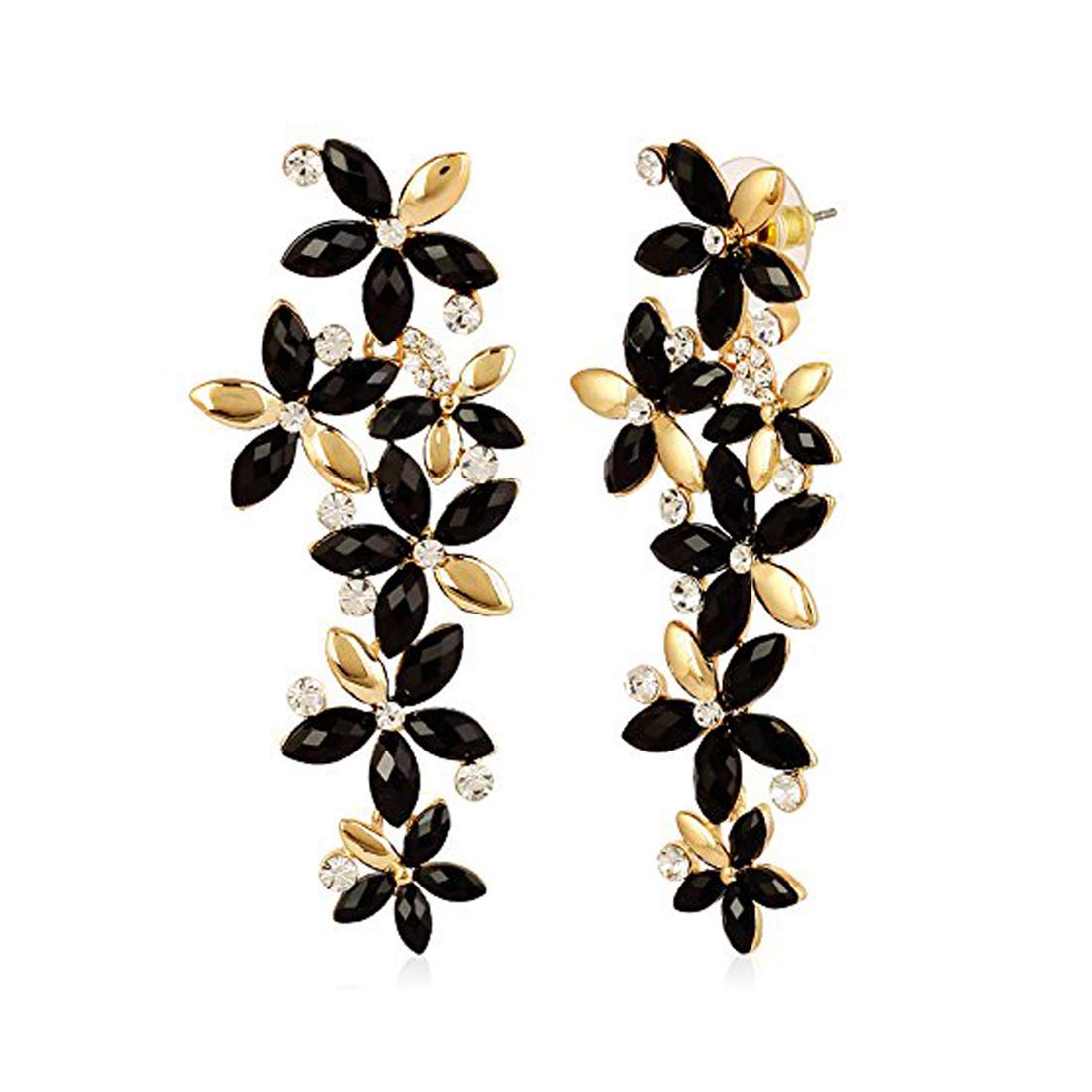 Yellow Chimes Floral Design White Crystal Dangle Earrings for Women