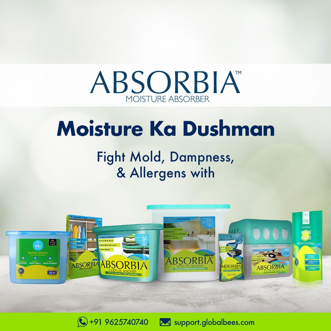 Absorbia Moisture Absorber | Absorbia Classic - Value Pack of 2 X 10 (600ml Each) | Dehumidier for Wardrobe, Cupboards & Closets | Fights Against Moisture, Mould, Fungus & Musty smells