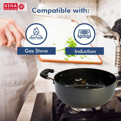 Usha Shriram Triply Stainless Steel Kadai with lid