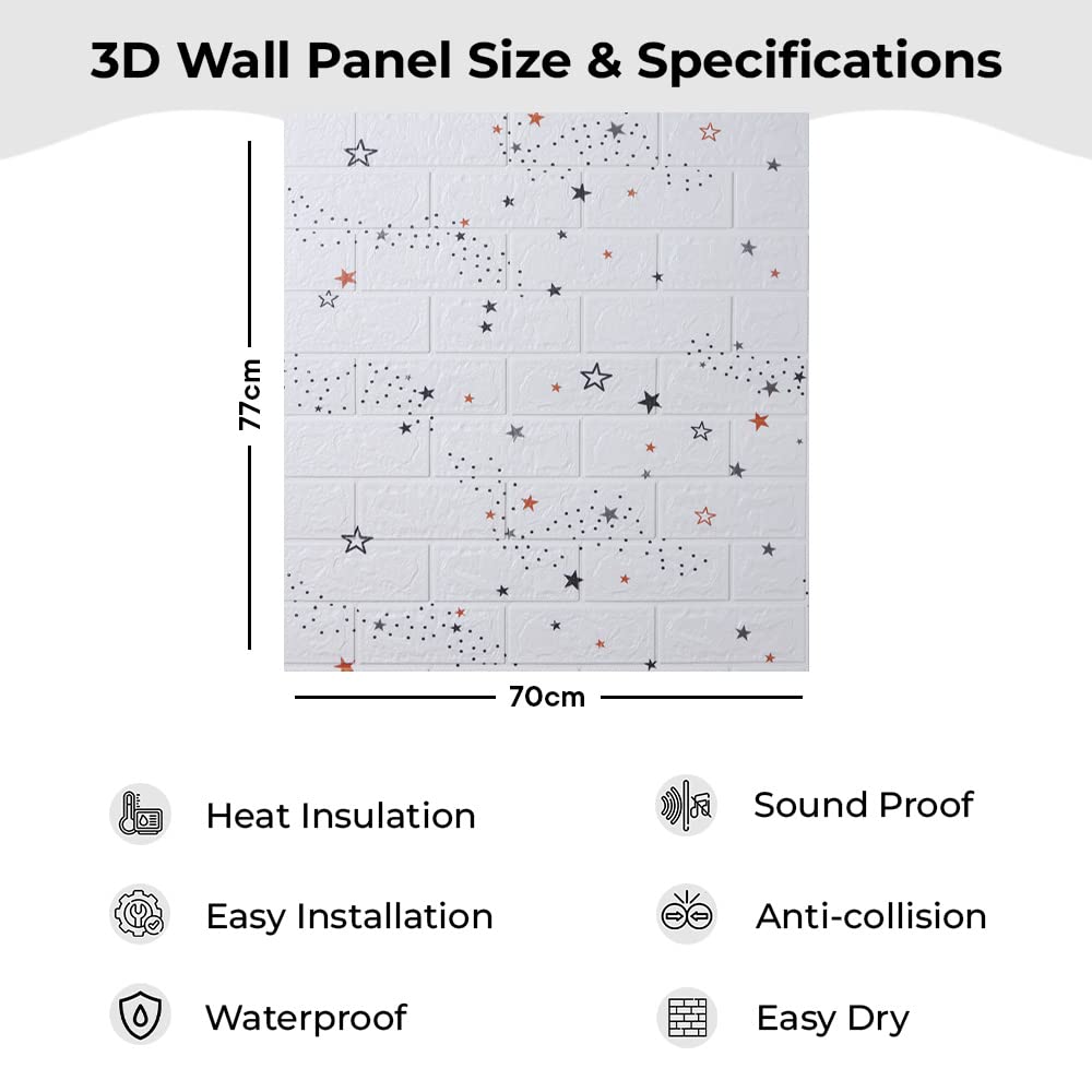 Kuber Industries Foam Brick Pattern 3D Wallpaper for Walls | Soft PE Foam| Easy to Peel, Stick & Remove DIY Wallpaper | Suitable on All Walls | Pack of 2 Sheets, 70 cm X 70 cm