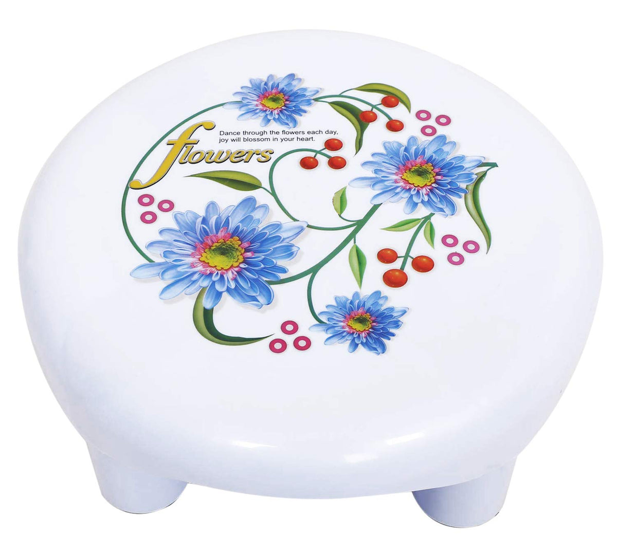 Kuber Industries Flower Design Plastic Bathroom Stool/Patla (White) - CTKTC034724