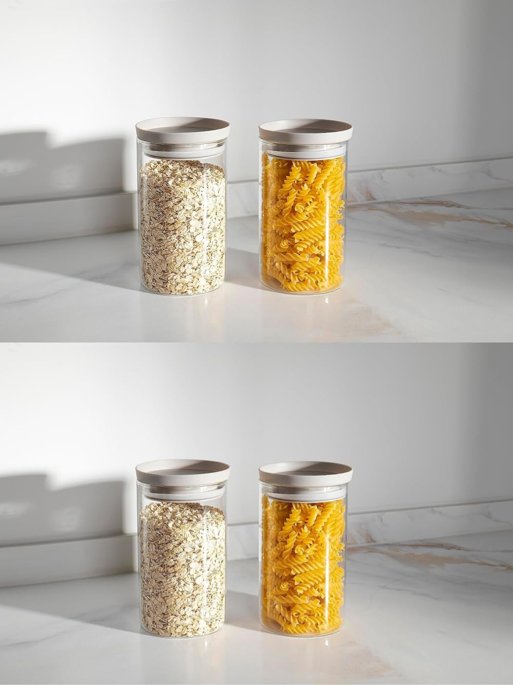 USHA SHRIRAM Food Storage Conatiner with Airtight Lid (4Pcs - 1L each)| Borosilicate Glass Container For Kitchen Storage| Glass Container With Lid For Fridge Storage| Stackage Storage Boxes for Fridge