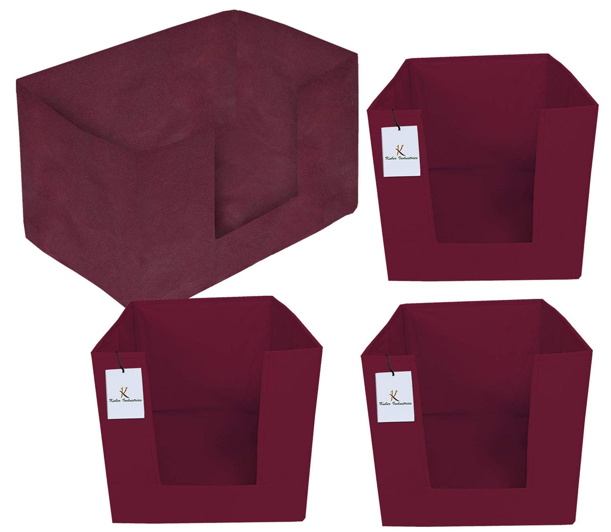 Heart Home Non Woven 3 Piece Shirt Stacker and 1 Piece Foldable Rectangle Cloth Saree Stacker Cloth Wardrobe Organizer Wardrobe Organizer (Maroon) - HEART1859