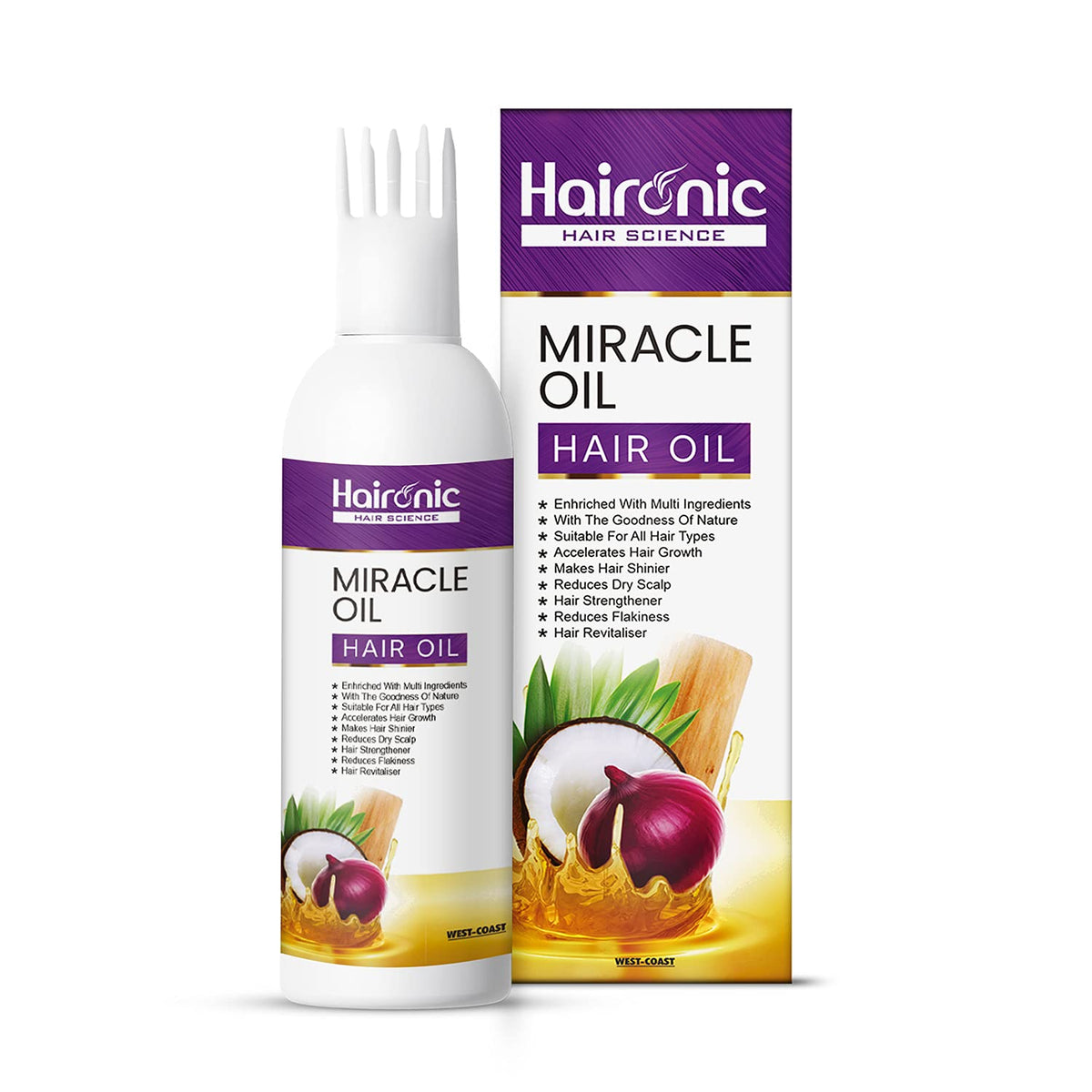 Haironic Hair Science Miracle Hair Oil Enriched With Multi Ingredients for Anti-Hair Fall Control with Organic Onion and Sesame Seeds Oil -100ml