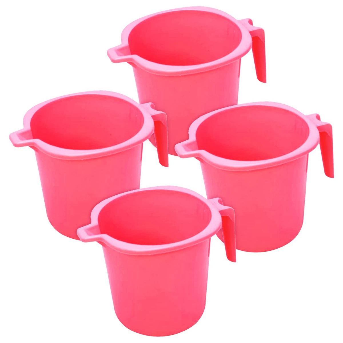 Heart Home Multiuses Square Large Lightweight, Unbreakable Strong Plastic Bathroom Mug, 2 Litre- Pack of 4 (Pink)-50HH0836