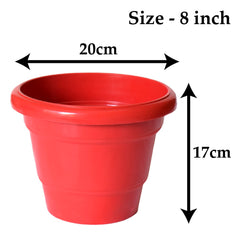 Kuber Industries Solid 2 Layered Plastic Flower Pot|Gamla|Flower Pots for Garden Nursery,Home Décor,8"x 6",Pack of 5 (Multicolor)
