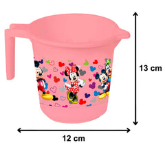 Kuber Industries Disney Team Mickey Print 6 Pieces Unbreakable Strong Plastic Bathroom Mug,500 ML (Pink) -HS_35_KUBMARTS17093