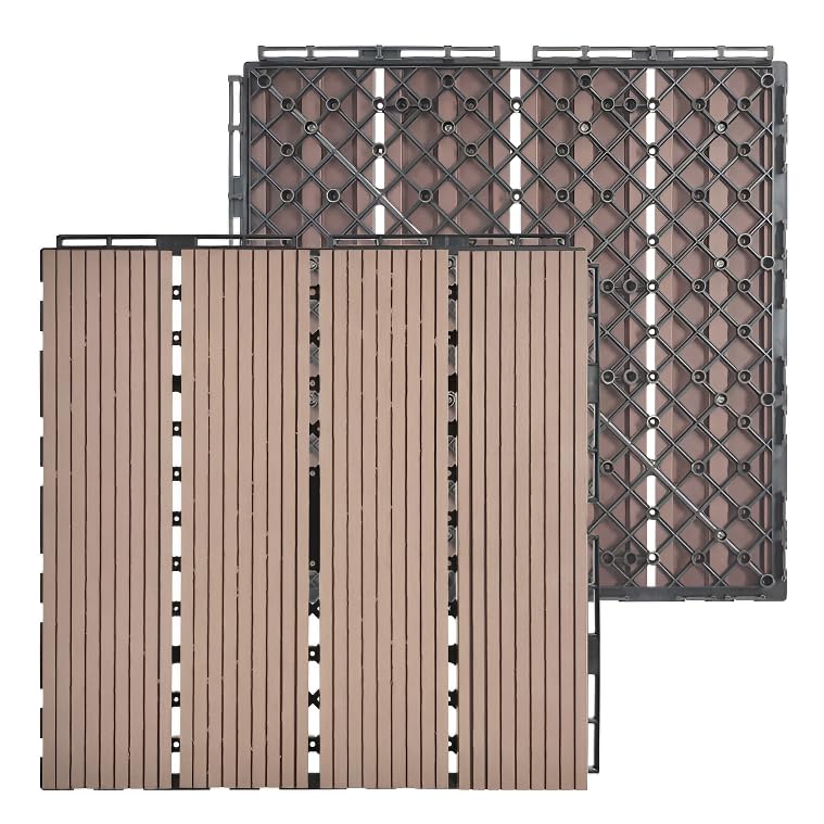 Plantex Tiles for Floor-Interlocking Wood Plastic Composite(WPC) Tiles/Garden Tile/Quick Flooring Solution for Indoor/Outdoor Deck Tile-Pack of 6