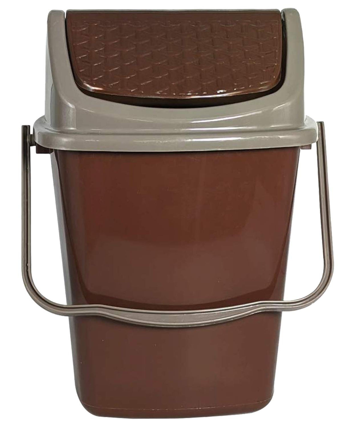 Kuber Industries Delight Plastic Swing Garbage Waste Dustbin for Home, Office with Handle, 5 Liters (Brown)