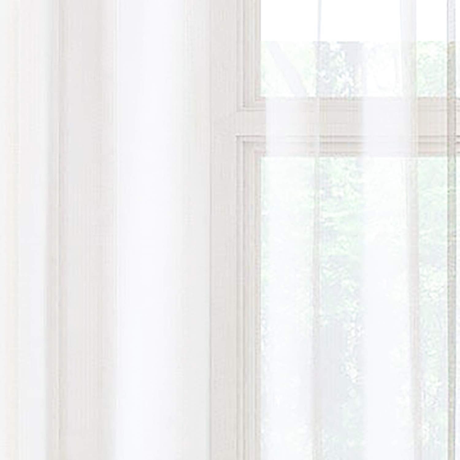 Encasa Homes Sheer Net Curtains Semi Transparent 5 ft for Window Curtains, Rod Pocket, Curtains for Bedroom, Living Room (107x152 cm), Milky White, Set of 2