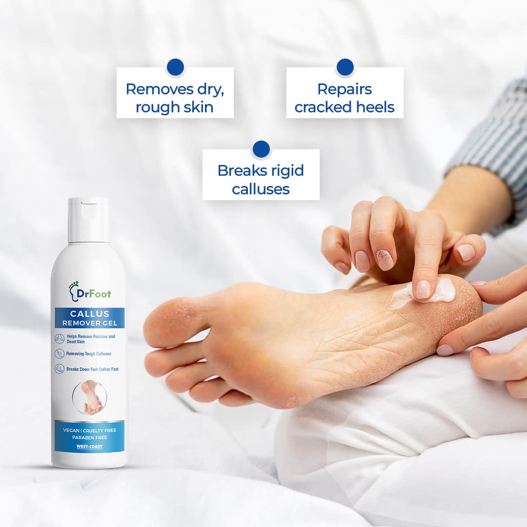 Dr Foot Callus Remover Gel Helps to Remove Calluses and Corns - 100ml & Dr Foot Glass File Callus Remover | For Feet, Dead Skin, Callus Remover - ROSE GOLD