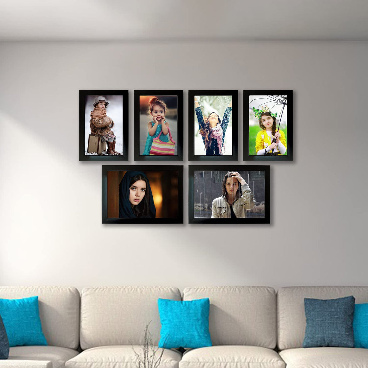 Kuber Industries Collage Photo Frame For Living Room, Wall Set of 6 (Black) Size: 5x7-4 Pc., 6x8-2 Pc.