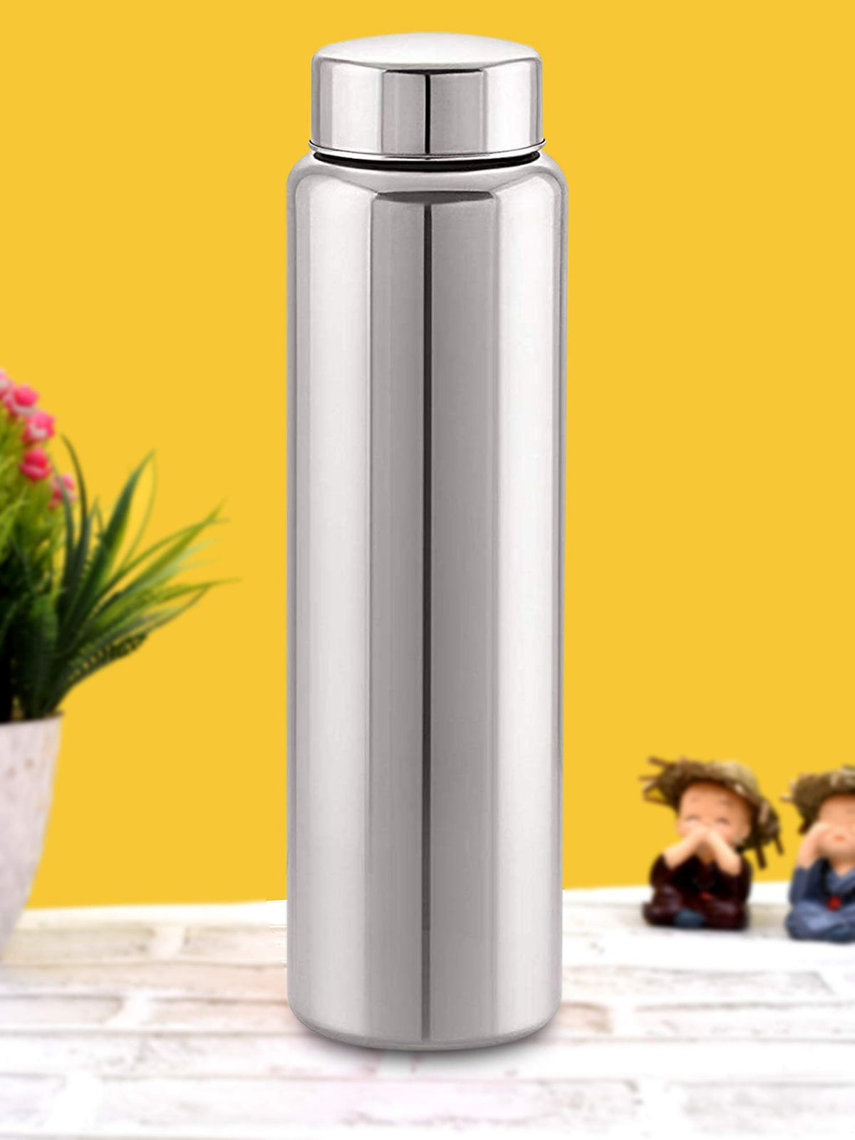 Kuber Industries Stainless Steel Fridge Water Bottle/Refrigerator Bottle/Thunder (1000 Ml,Silver)-KUDMART2736