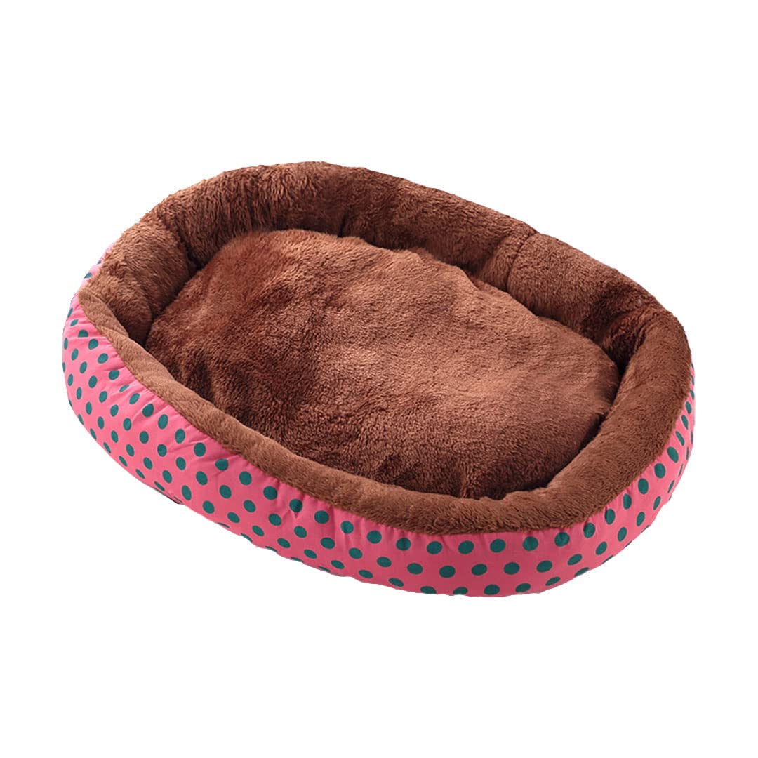 Urbane Home Dog & Cat Bed|Soft Plush Top Pet Bed|Oxford Cloth With High-Quality Polyester Filling|Medium Washable Dog Bed|Circular Cat Bed With Rise-Edge Pillow|QY039RC-M|Red & Coffee