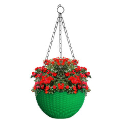 Kuber Industries Plastic Hanging Flower Pot for Balcony & Railing Set of 4 (Green)-20x20x59 cm