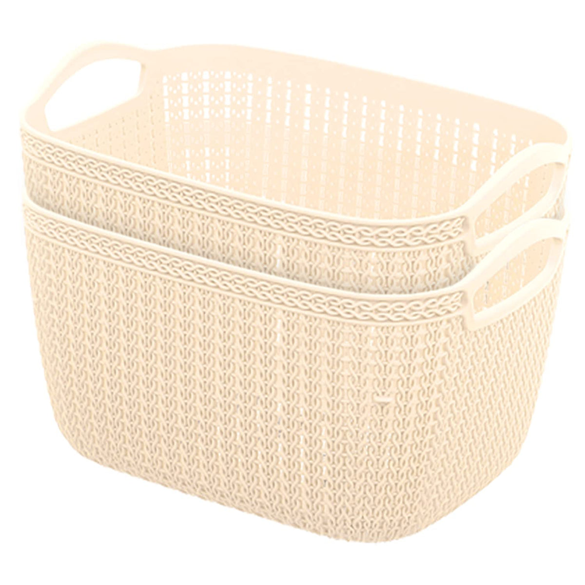 Heart Home Q-6 Multiuses Designer Unbreakable Plastic Storage Basket/Organizer/Bin For Home, Kitchen, Bathroom, Office Use Pack of 2 (Beach)-50HH01659