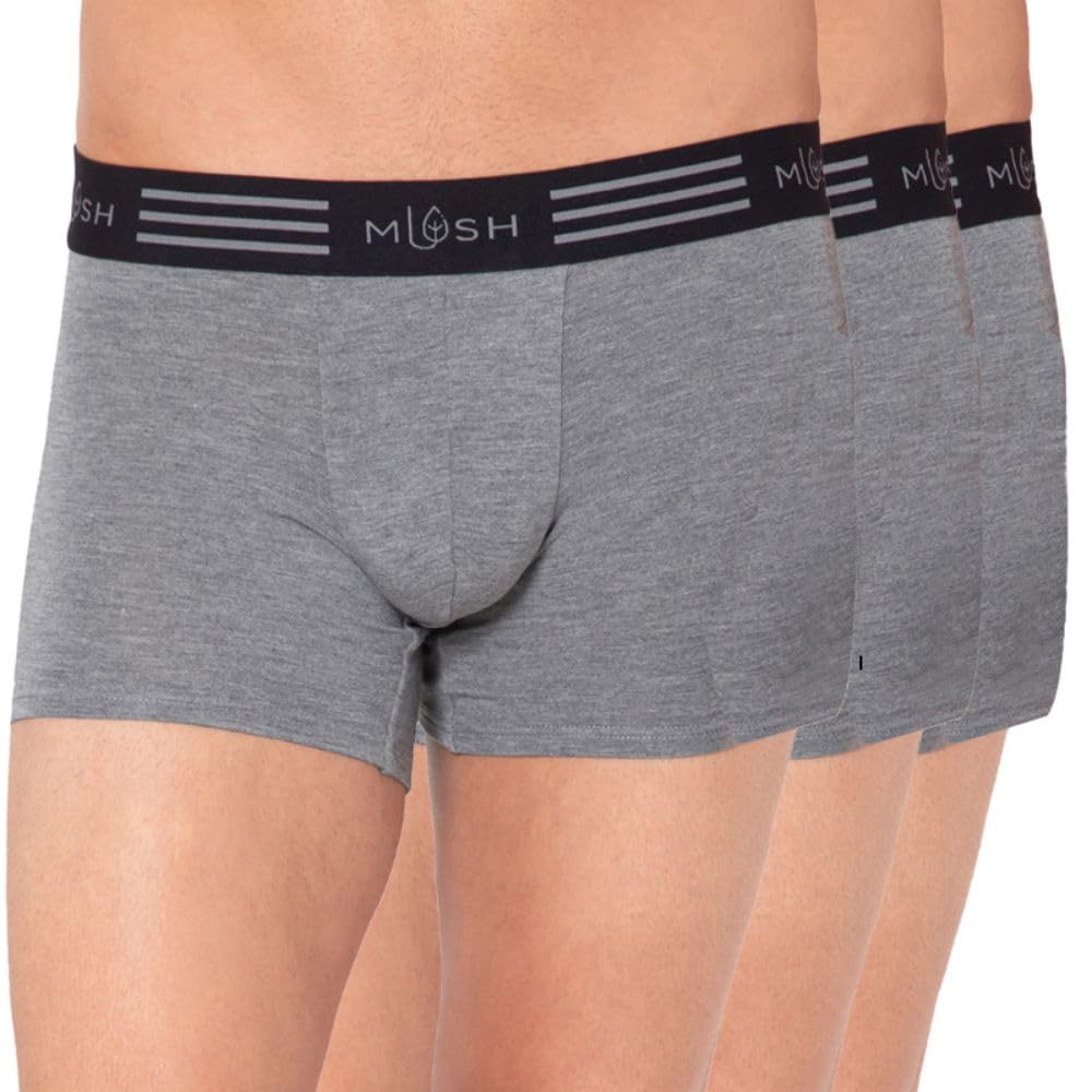 Mush Ultra Soft, Breathable, Feather Light Men's Bamboo Trunk || Naturally Anti-Odor and Anti-Microbial Bamboo Innerwear Pack of 3 (S, Grey)