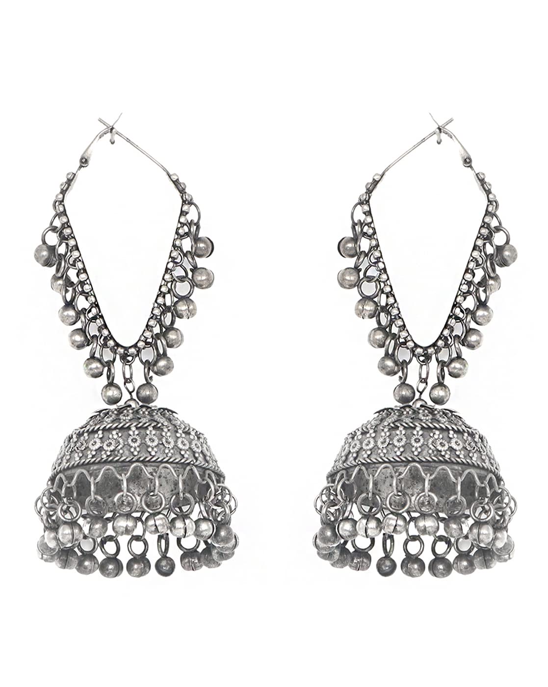 Teejh Turvi Silver Oxidised Earrings For Women