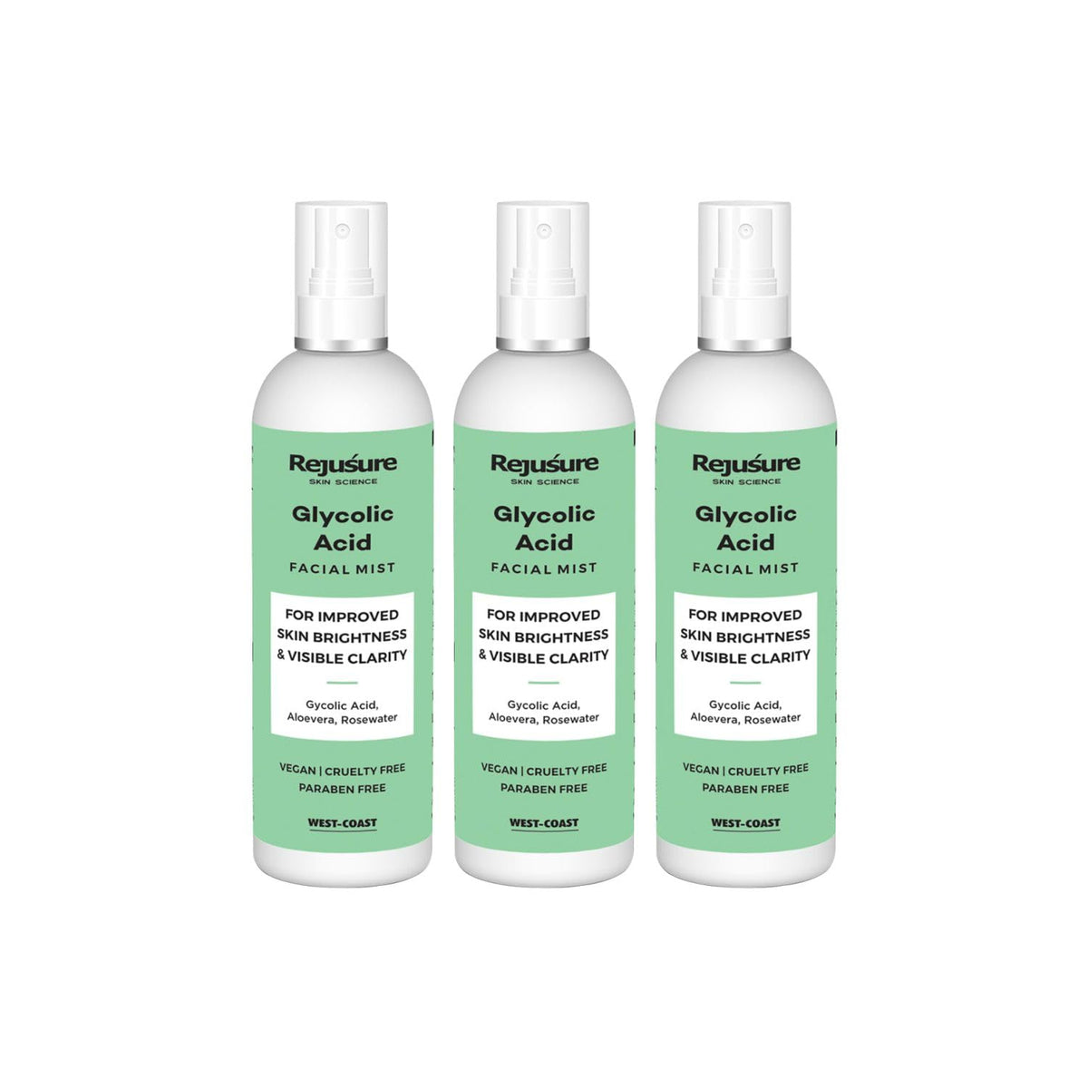 Rejusure Glycolic Acid Face mist – For Improved Skin Brightness & Visible Clarity – 100ml (Pack of 3)