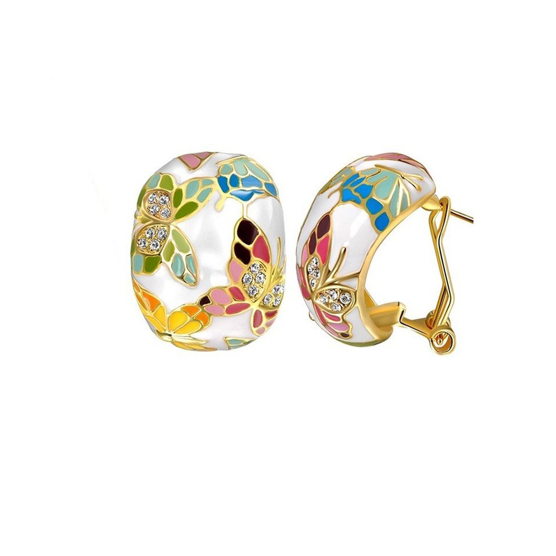 YELLOW CHIMES Queen of Versailles Enamel Austrian Crystal Earrings for Women and Girls (Earrings)