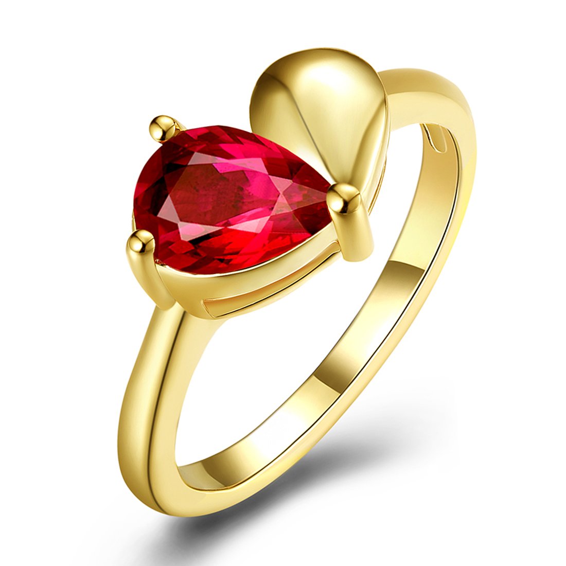 Yellow Chimes Romantic Red Heart 18K Gold Plated High Grade Crystal Ring for Women & Girls