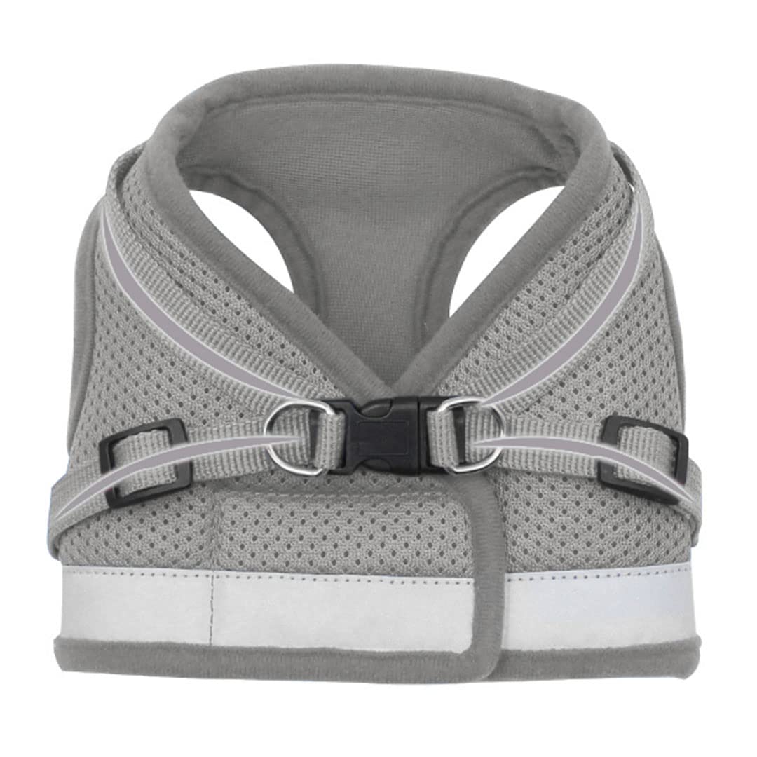 Kuber Industries Pet Harness with Leash, Reflective No Pull, Soft and Breathable Dog Vest - XS- Grey