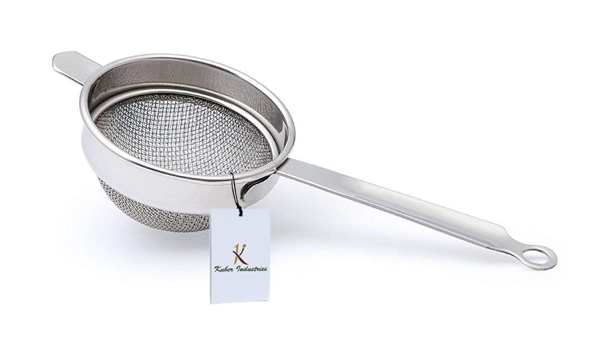 Kuber Industries Stainless Steel Tea Strainer Chalni, 10 cm, Silver