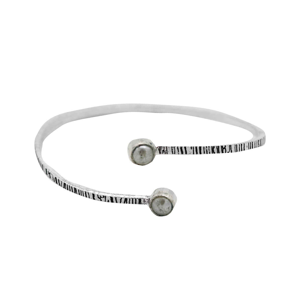 TEEJH Bhamini White Silver Oxidized Bracelet for Women