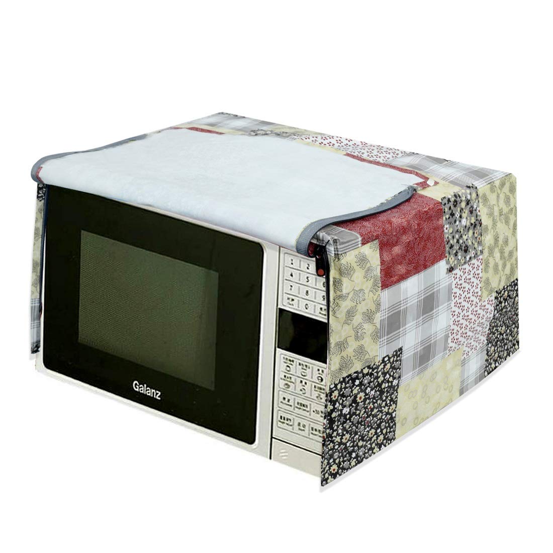 Kuber Industries 3D Checkered Design PVC Microwave Oven Full Closure Cover for 23 Litre (Maroon) - CTKTC045609