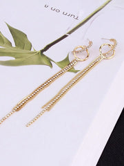 Yellow Chimes Earrings For Women Gold Tone Sparkling Crystal Studded Long Chain Dangler Earrings For Women and Girls