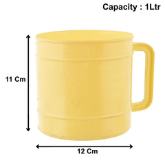 Kuber Industries Plastic Bathroom Mug, 1 Ltr., Pack of 6 (Cream)