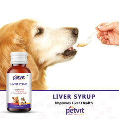 Petvit Liver Syrup with 15 Active Ingredients for Healthy Liver- Dog Supplement for All Age Group - 100ml
