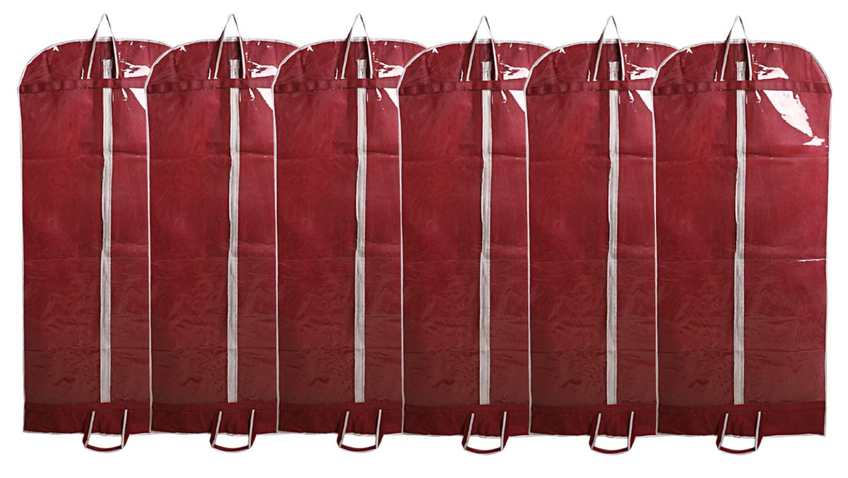 Kuber Industries Non Woven 6 Pieces Long Suit Sherwani Cover (Maroon) -CTKTC5866