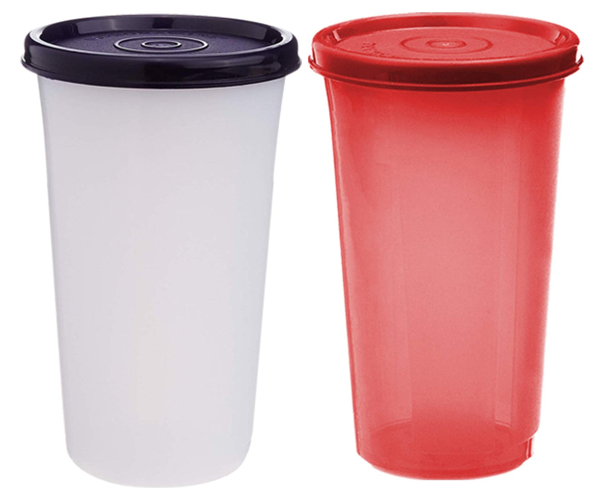 Kuber Industries Virgin Plastic Everday Small Glass 2 Piece Tumbler/airtight Container Leakproof Storage with Lid 350ml (Multi) CTKTC034164