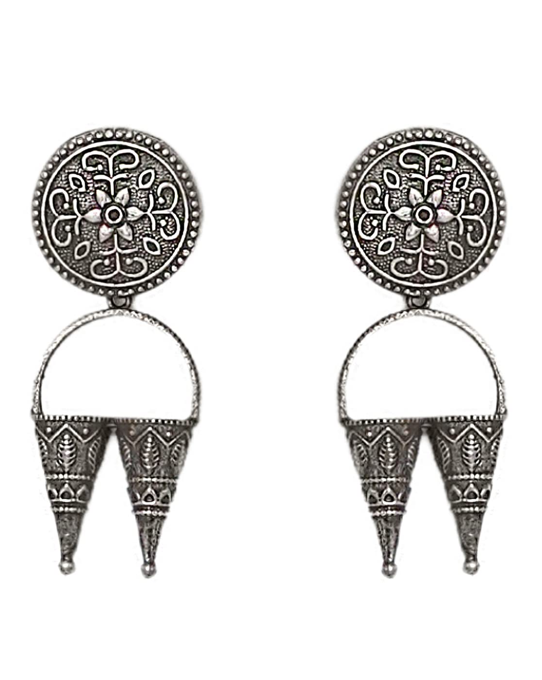 Teejh Yachana Silver Oxidised Earrings For Women