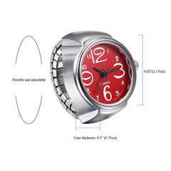 Yellow Chimes Rings for Women Stainless Steel Red Dial Analog Watch Ring Stretchable Ring Watch for Women and Girls.