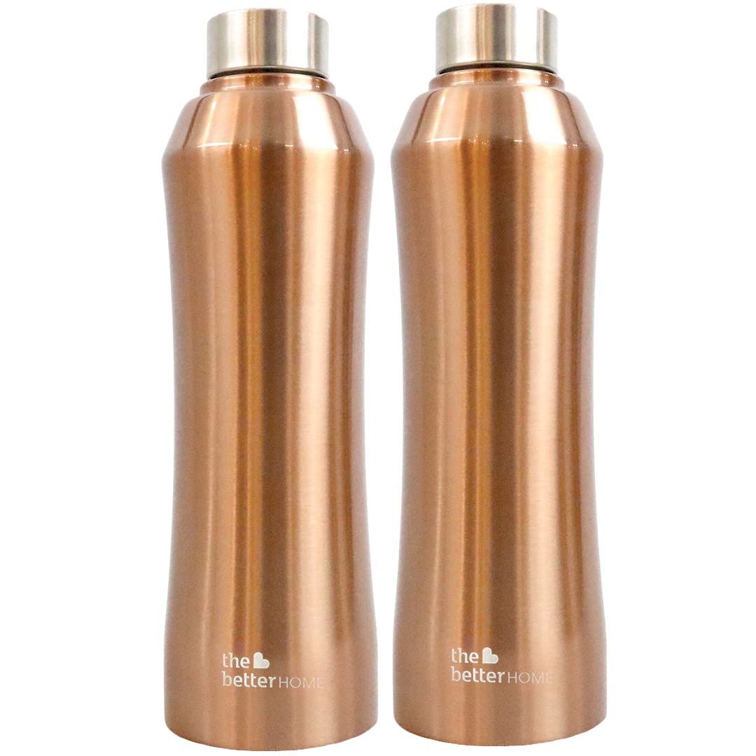 The Better Home 1000 Stainless Steel Water Bottle 1 Litre - Gold | Eco-Friendly, Non-Toxic & BPA Free Water Bottles 1+ Litre | Rust-Proof, Lightweight, Leak-Proof & Durable| Pack of 2