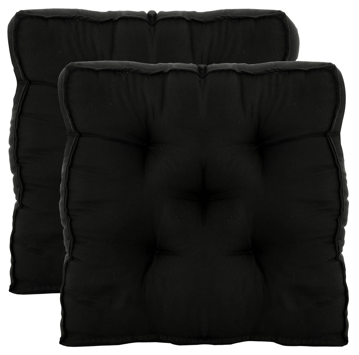 Kuber Industries Microfiber Square Chair Pad Seat Cushion for Car Pad, Office Chair, Indoor/Outdoor, Dining Living Room, Kitchen-Pack of 2, 18 * 18 Inch (Black)