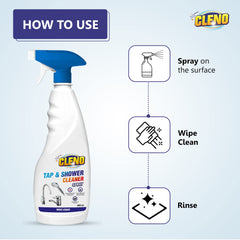 Cleno Tap & Shower Cleaner Spray to Clean Bathroom, Kitchen Tap, Shower, Faucet. Removes Limescale & Hard Water Spot, Soap Scum, Water Stains, Scaling - 450ml (Ready to Use) (Pack of 4)