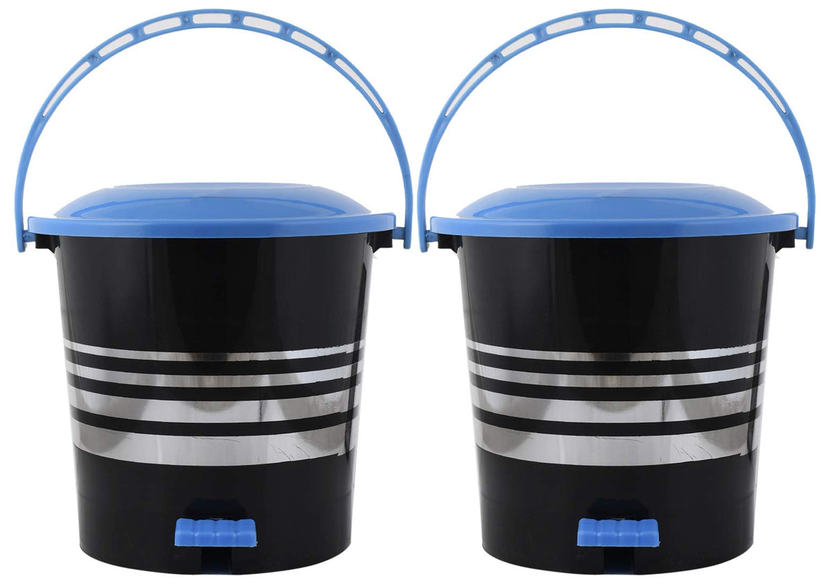 Kuber Industries 2 Pieces Plastic Dustbin Garbage Bin with Handle,5 Liters (Blue) -CTKTC37977