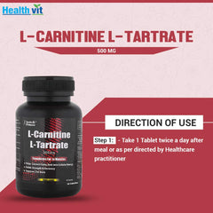Healthvit L-Carnitine L-Tartrate 500 mg | Weight Loss Supplement, Fat Burner, Muscle Recovery, Pre & Post workout Supplement - 60 Tablets