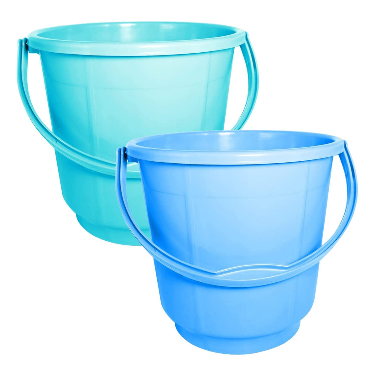 Kuber Industries 2 Pieces Unbreakable Strong Plastic Bathroom Bucket 13 LTR (Green & Blue) -CTKTC37917