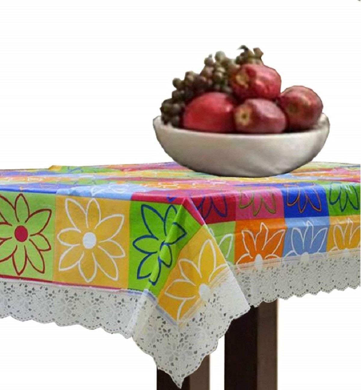 Kuber Industries Dining Table Cover 6 Seater|Table Cloth|Table Cover for Home, Restaurant|PVC Checkered 6 Seater Dining Table Cover (Multicolor)